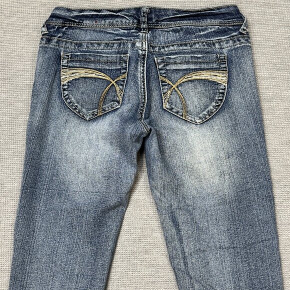 Reign Womens Blue Denim Skinny Leg Jeans Low Rise Stretch Pockets Size Curvy 3 - Picture 4 of 14